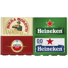 Amstel, Heineken, Heineken 0.0%, of Birra Moretti